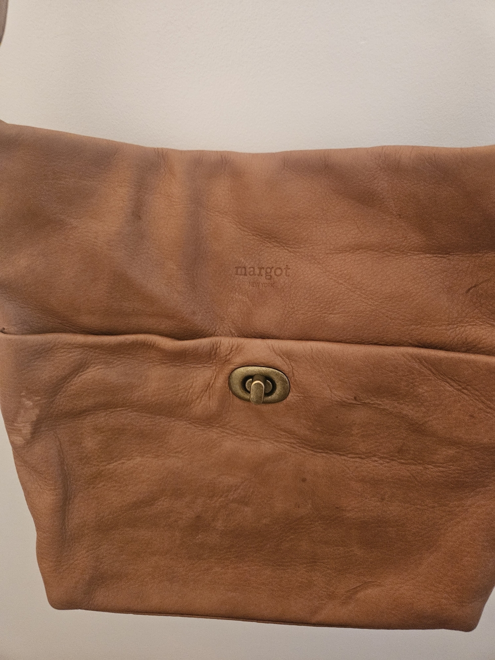 margot Tan Leather Crossbody Bag with Turn-Lock
